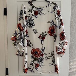 City Triangles Floral Ruffle Sleeve Top